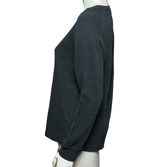 Eddie Bauer Black Cotton Blend Long Sleeve Crew Neck Thermal Raglan Size M - Picture 2 of 8